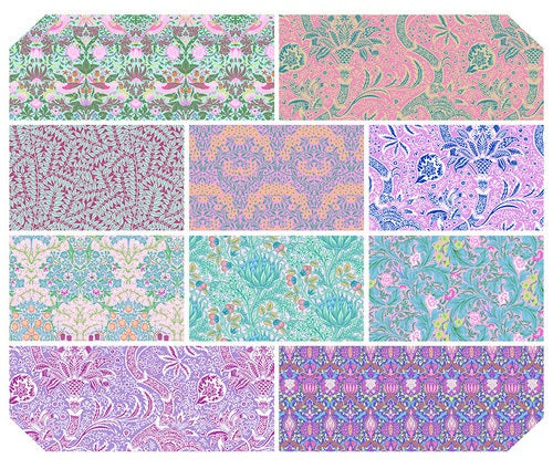 Kaffe Fassett x Morris & Co. Blush Fat Quarter Bundle 18"x21" 10pcs Kaffe Fassett Collective Free Spirit Cotton Fabric FS-FB4FQKW.BLUSH FS-FB4FQKW.BLUSH