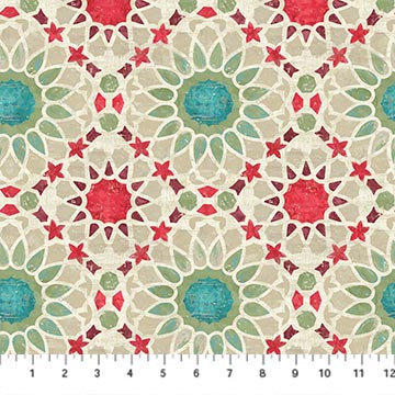 Boho Bliss Large Medallion Beige Multi Northcott Cotton Fabric NC-29202-12