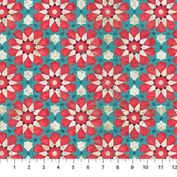 Boho Bliss Medium Medallion Teal Multi Northcott Cotton Fabric NC-29203-64