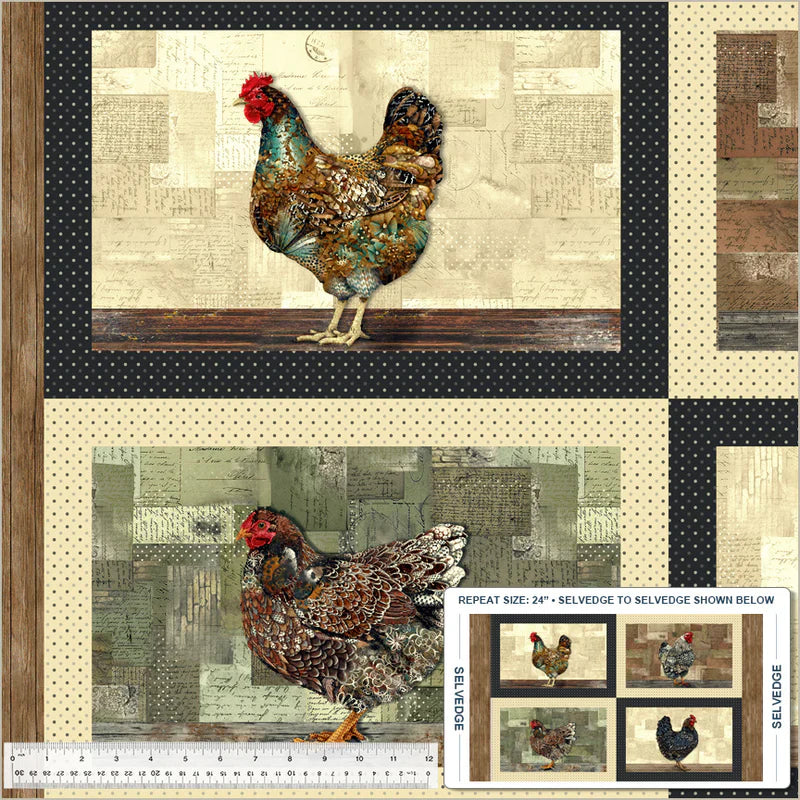 Boho Chick Homestead Panel 24" Brown Whistler Studios Windham Cotton Fabric WF-54560DP-1