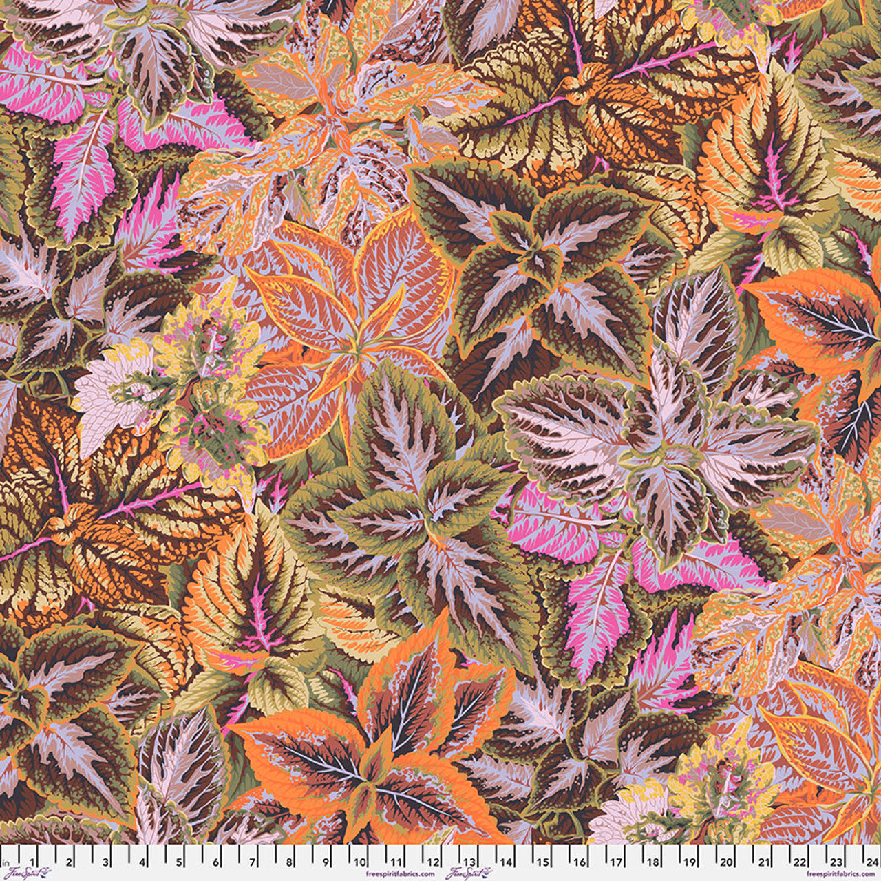 Bold Leaves Brown Philip Jacobs August 2025 Kaffe Fassett Collective Free Spirit Cotton Fabric FS-PWPJ132.BROWN