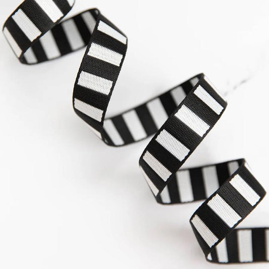 Bold Stripe Web 1" Black White Stitch Supply Polyester SSC-WEB-12 - (Sold per Yard)