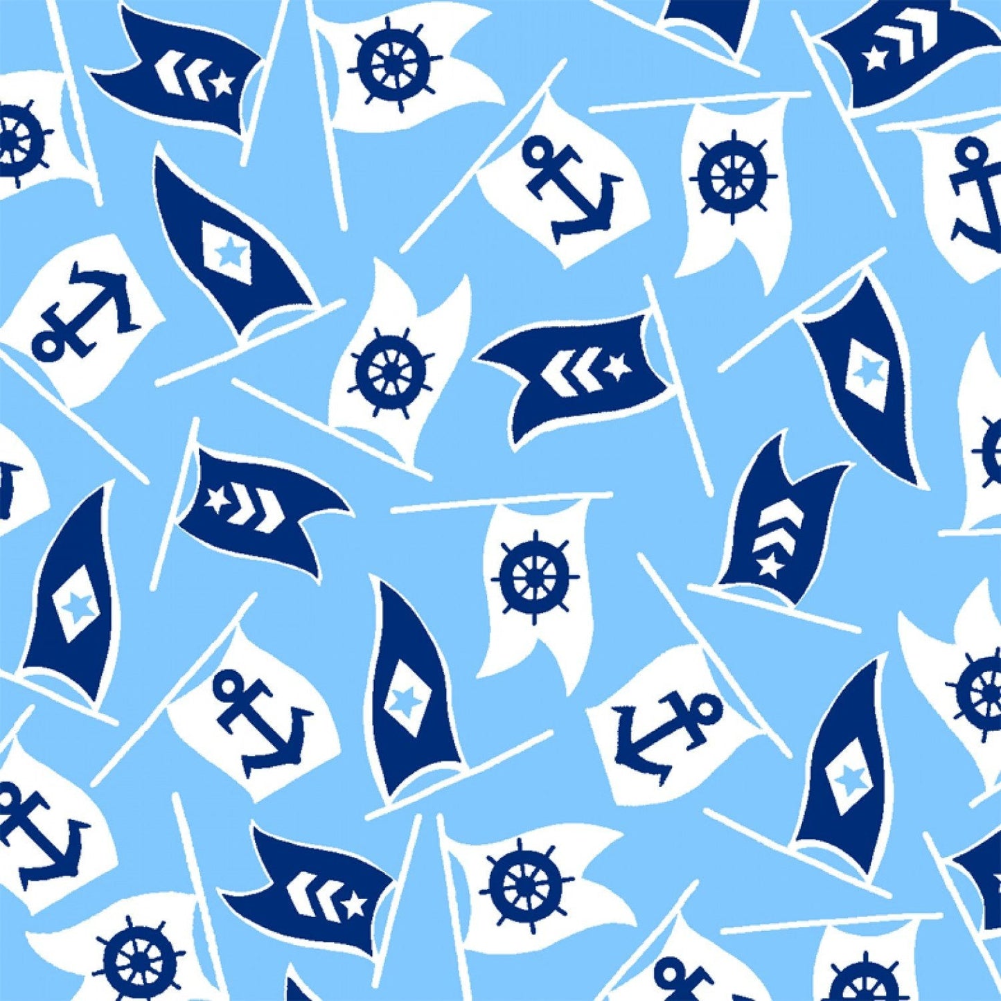 Bon Voyage Nautical Flags Blue Windham Cotton Fabric WF-42864-4