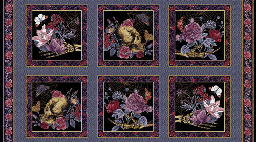 Bones 10.5 Inch Blocks Panel 24” Black Melissa Wang Studio E Cotton Fabric