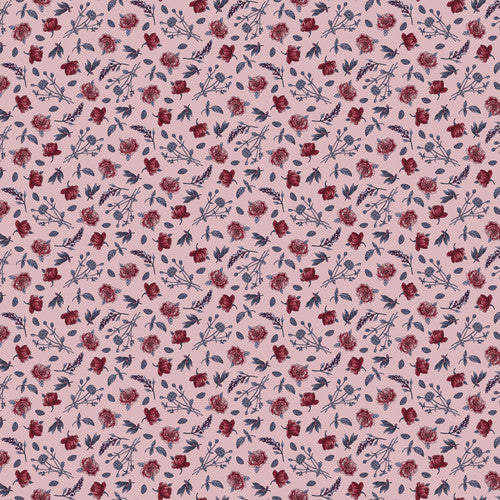Bones Tossed Flower Dusty Rose Melissa Wang Studio E Cotton Fabric
