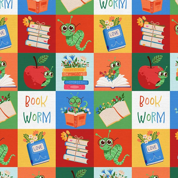 Book Worm Blocks Paintbrush Studios Cotton Fabric PBS-120-26516
