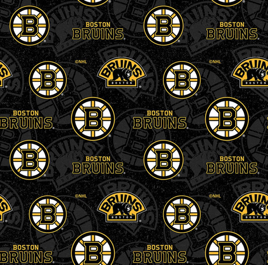 Boston Bruins NHL Hockey Tone on Tone Design Cotton Fabric NHL-1199 BRU