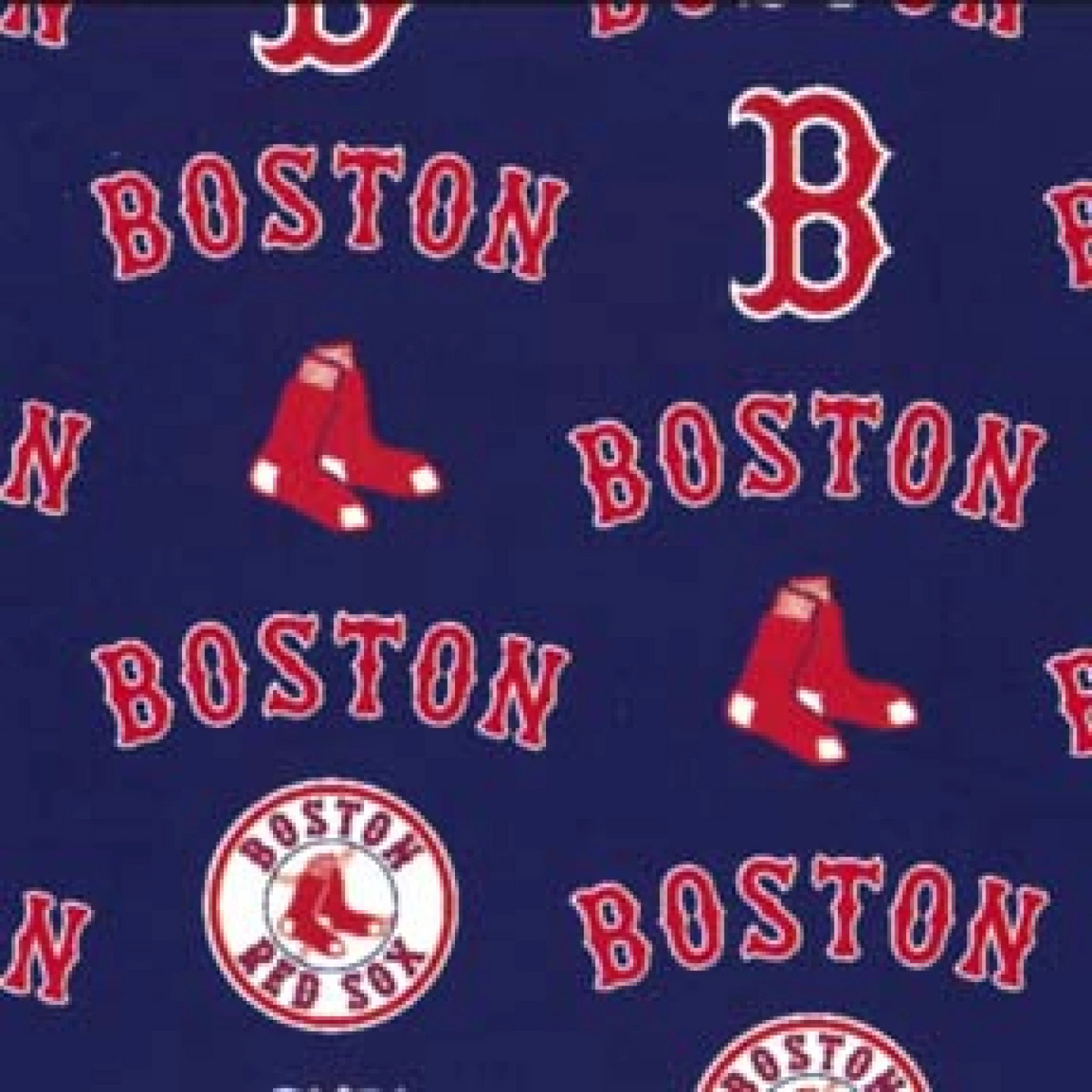 Boston Red Sox MLB Baseball Allover Fabric Traditions 58-60 inches wide Polyester FLEECE Fabric MLB-6564-B