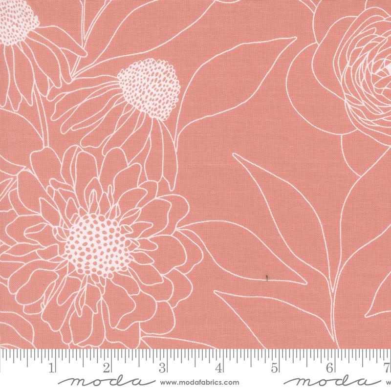 Botany Etched Florals Camellia Pink Alli K Design Moda Cotton Fabric MD-11557-15