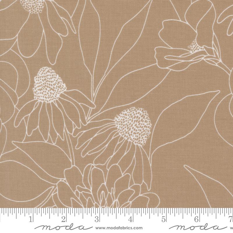 Botany Etched Florals Earth Tan Alli K Design Moda Cotton Fabric MD-11557-13