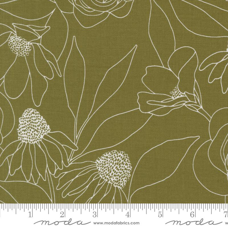 Botany Etched Florals Fern Green Alli K Design Moda Cotton Fabric MD-11557-18