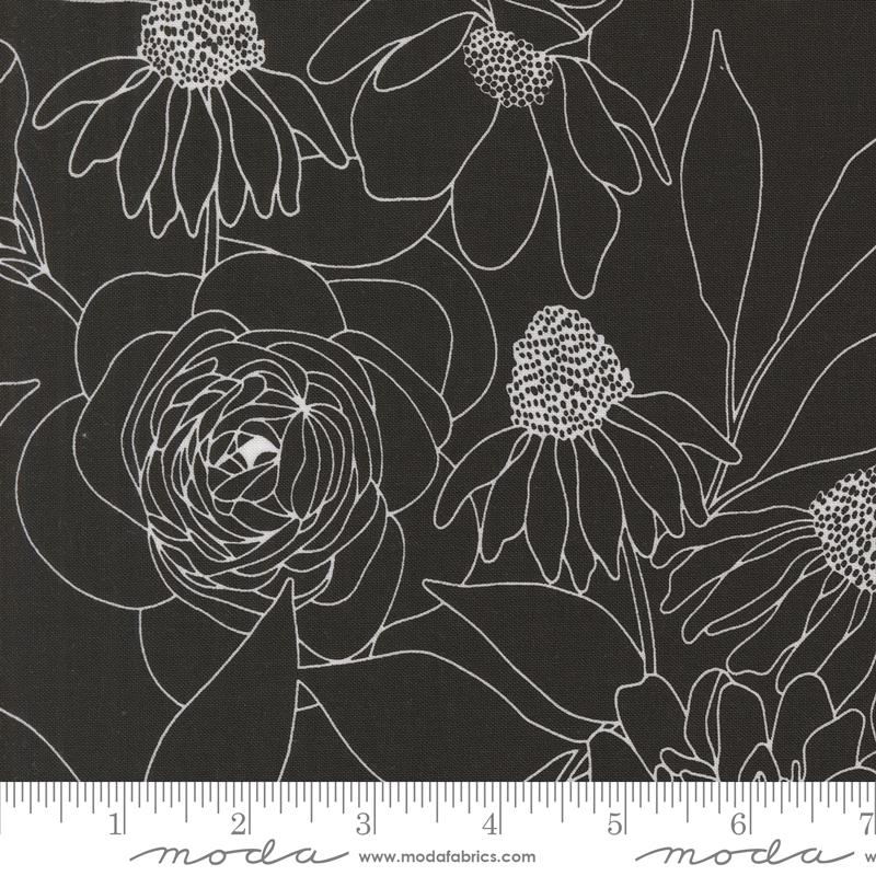 Botany Etched Florals Ink Black Alli K Design Moda Cotton Fabric MD-11557-12