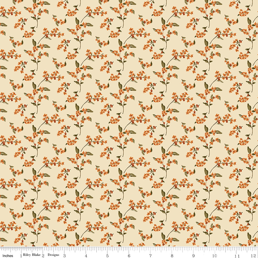 Bountiful Bittersweet Floral Ivory Sandy Gervais Riley Blake Designs Cotton Fabric RB-C17865-IVORY