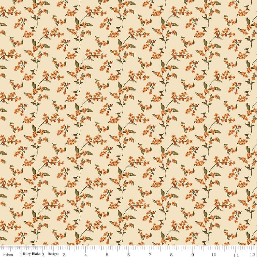 Bountiful Bittersweet Floral Ivory Sandy Gervais Riley Blake Designs Cotton Fabric RB-C17865-IVORY | US Fabric Shop