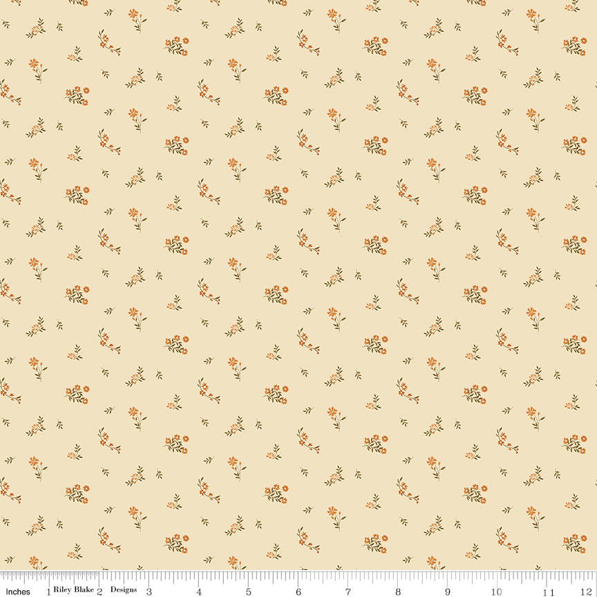 Bountiful Flower Toss Ivory Sandy Gervais Riley Blake Designs Cotton Quilting Fabric RB-C17866-IVORY