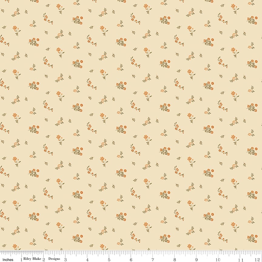 Bountiful Flower Toss Ivory Sandy Gervais Riley Blake Designs Cotton Quilting Fabric RB-C17866-IVORY | US Fabric Shop