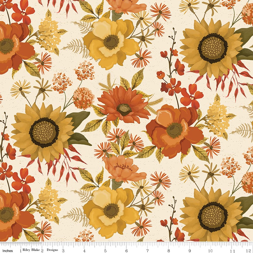 Bountiful Main Floral Cream Sandy Gervais Riley Blake Designs Cotton Fabric RB-C17860-CREAM | US Fabric Shop