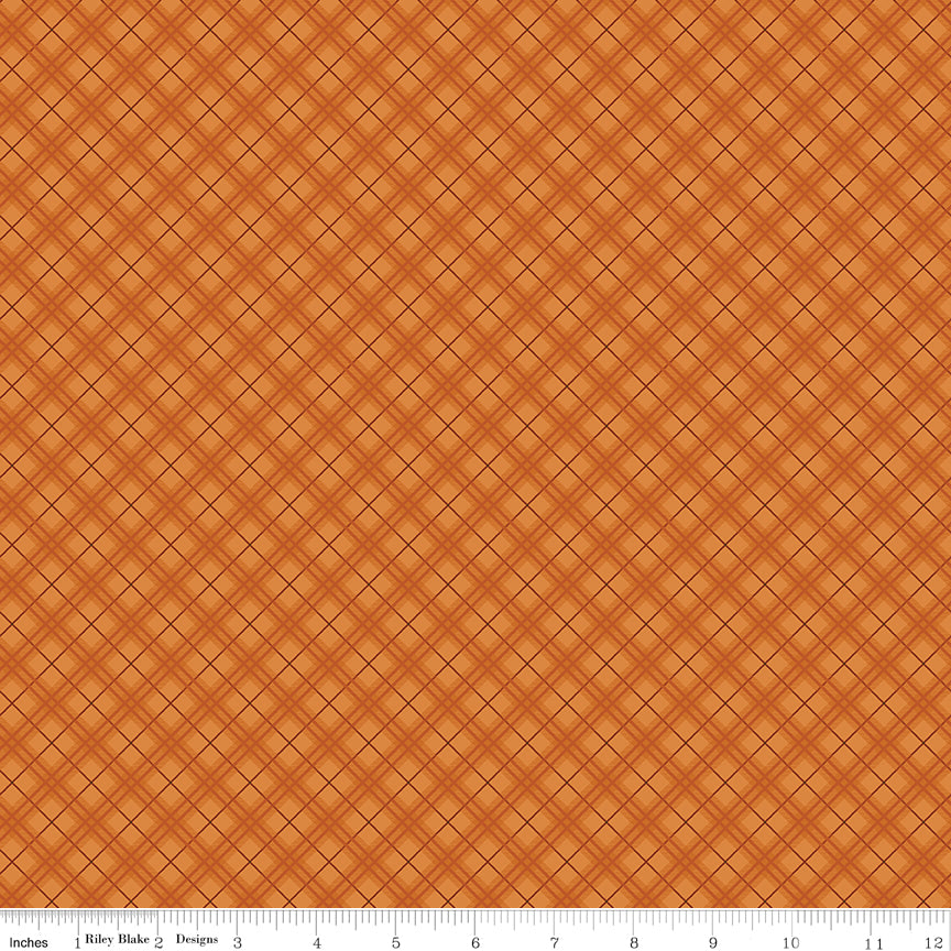Bountiful Plaid Autumn Orange Sandy Gervais Riley Blake Designs Cotton Fabric RB-C17863-AUTUMN
