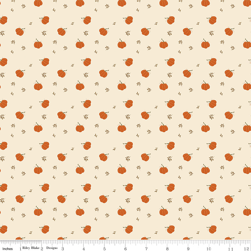 Bountiful Pumpkins Small Cream Sandy Gervais Riley Blake Designs Cotton Fabric RB-C17864-CREAM