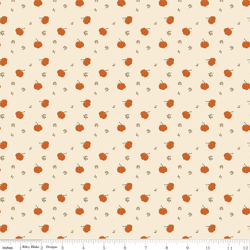 Bountiful Pumpkins Small Cream Sandy Gervais Riley Blake Designs Cotton Fabric RB-C17864-CREAM | US Fabric Shop
