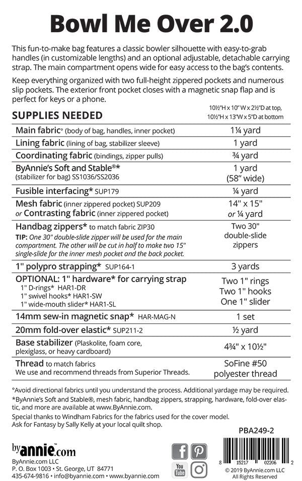 Bowl Me Over 2.1 Bag Tote Pattern Annie Unrein Patterns By Annie's PBA-249-2.0