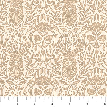 Bramble and Bloom Deer Buck Damask Like Cream Katie O'Shea FIGO Northcott Cotton Fabric NC-FIGO-91361-12