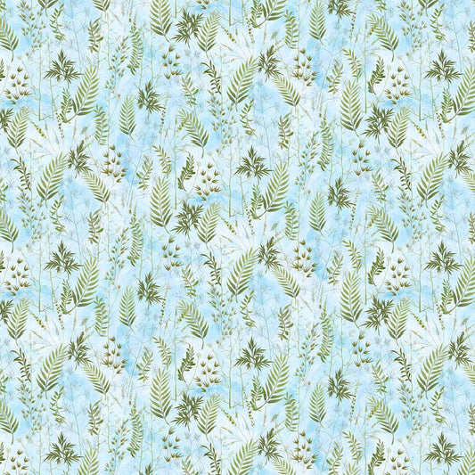 Break of Dawn Foliage Light Blue Sinead Jones Blank Quilting Cotton Fabric