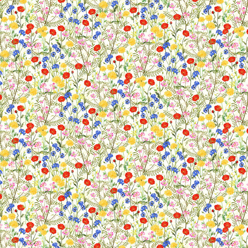 Break of Dawn Mini Wildflowers White Sinead Jones Blank Quilting Cotton Fabric