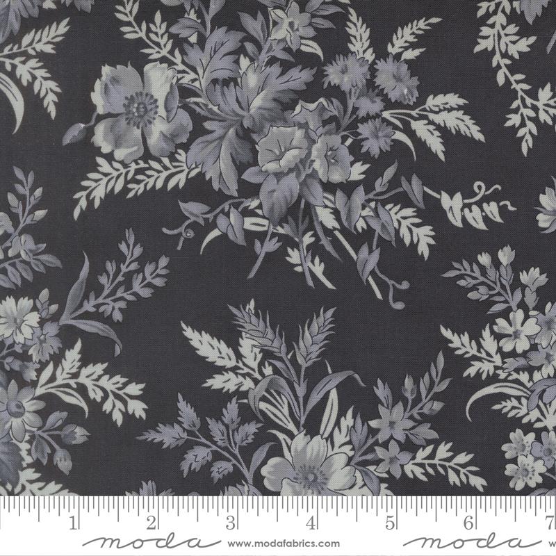 Breathtaking Blues Bouquet Florals Midnight Blue 3 Sisters Moda Cotton Fabric MD-44400-15