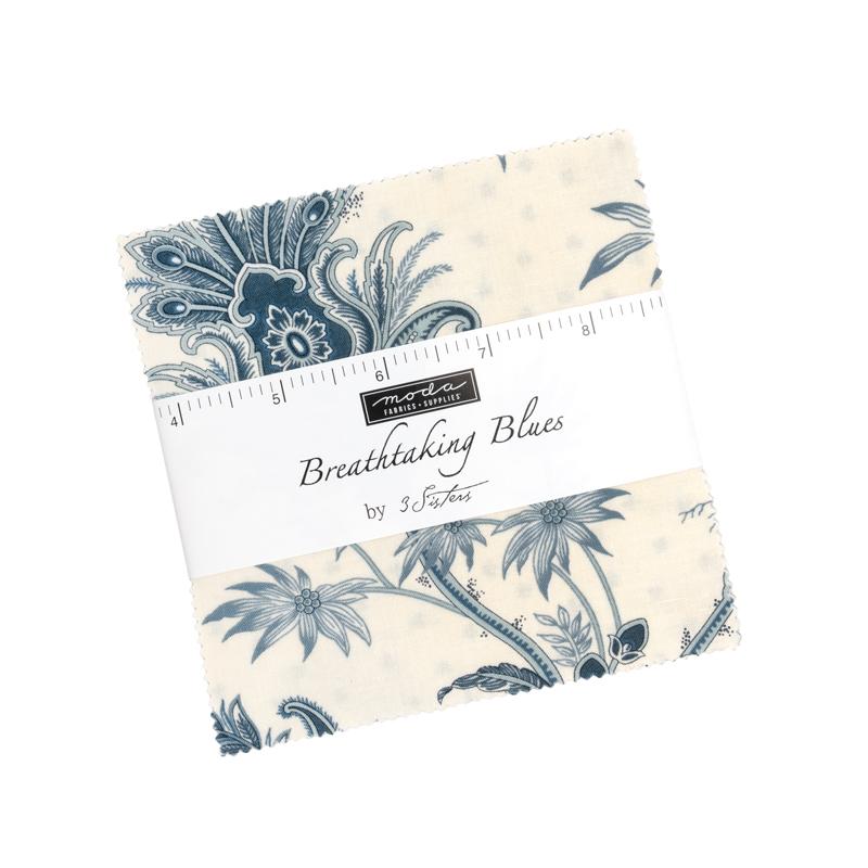 Breathtaking Blues 5" Squares Charm Pack 42pcs 3 Sisters Moda Cotton Fabric MD-44400PP