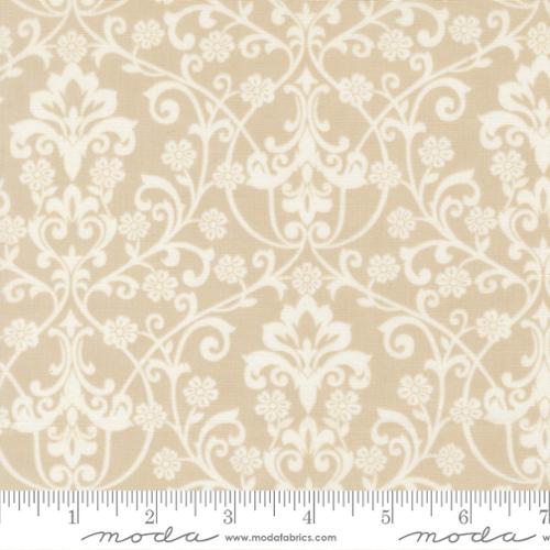 Breathtaking Blues Damask Ecru Tan 3 Sisters Moda Cotton Fabric MD-44403-12