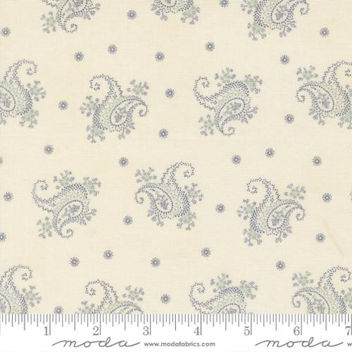 Breathtaking Blues Paisley Porcelain Ivory 3 Sisters Moda Cotton Fabric MD-44405-11