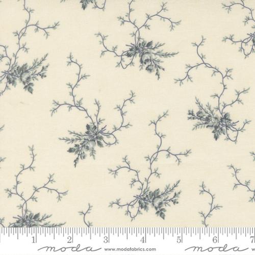 Breathtaking Blues Rose Garden Florals Porcelain Ivory 3 Sisters Moda Cotton Fabric MD-44402-11