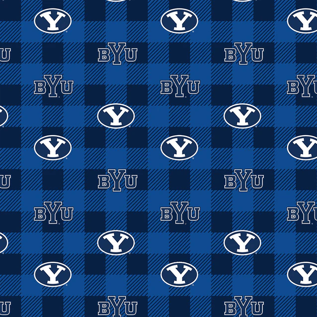 Brigham Young Cougars NCAA College Buffalo Plaid Sykel Enterprises Polyester Fleece Fabric BYU-1190 | US Fabric Shop