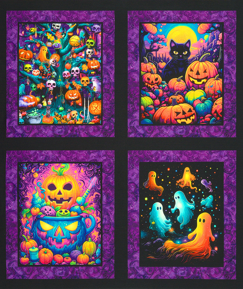 Bright Frights Spooky Halloween Block Panel 36" Catriona Crehan Robert Kaufman Cotton Fabric RK-RCCD-23084-282