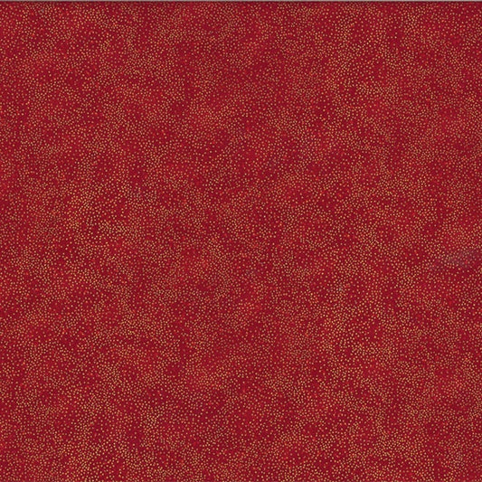 Brilliant Blender Tiny Dots Scarlet Red Gold Metallic Hoffman Cotton Fabric