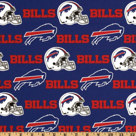 Buffalo Bills NFL Football Helmet and Logo Blue Fabric Traditions Cotton fabric NFL-6377D