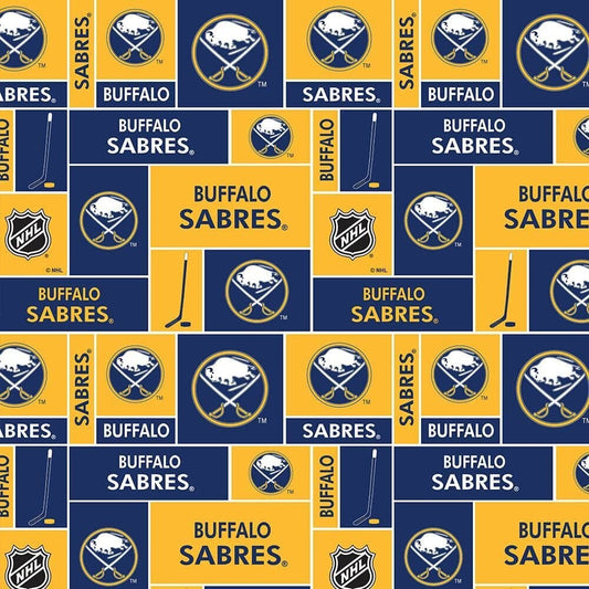 Buffalo Sabers NHL Hockey Box Design Cotton Fabric NHL-840 SAB
