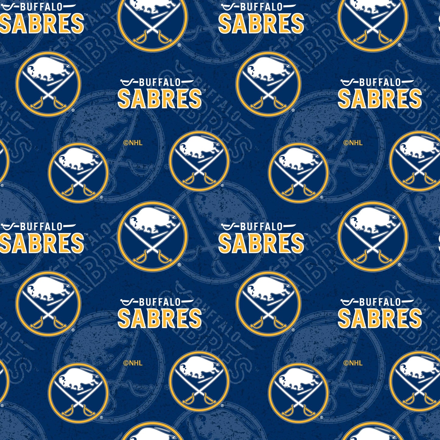 Buffalo Sabres NHL Hockey Tone on Tone Cotton Fabric NHL-1199-SAB