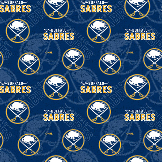Buffalo Sabres NHL Hockey Tone on Tone Cotton Fabric NHL-1199-SAB