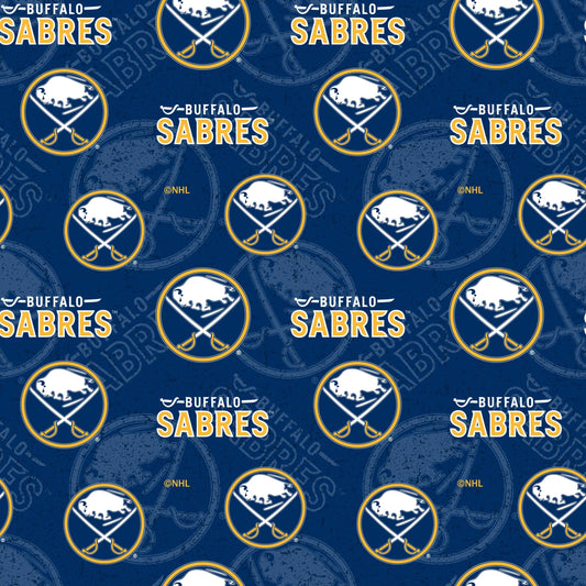 Buffalo Sabres NHL Hockey Tone on Tone Design Cotton Fabric SYK-NHL-1199-SAB