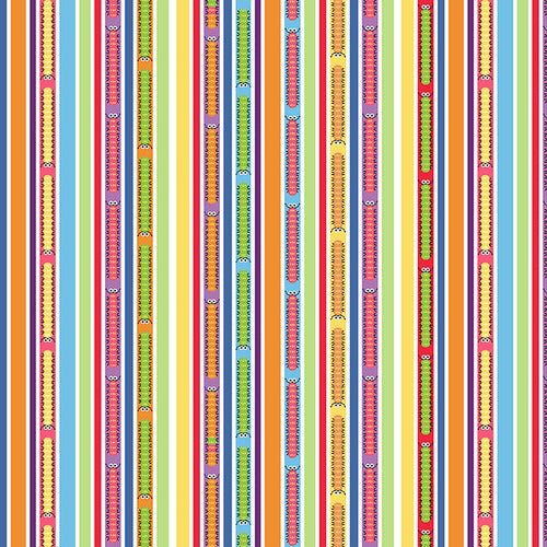 Bug, Bug, Bug Caterpillar Stripe Multi Tim Read for Henry Glass Cotton Fabric HG-3258-11
