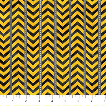 Build your Own World Constructions Stripe Yellow Gray Northcott Cotton Fabric