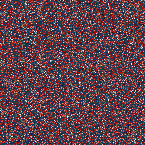 Bundle-Up Berries Navy Blue Barb Tourtillotte Henry Glass Cotton Fabric HG-813-77