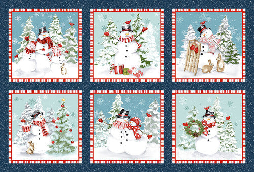 Bundle-Up Six Blocks Panel 24" Multi Barb Tourtillotte Henry Glass Cotton Fabric HG-812-78
