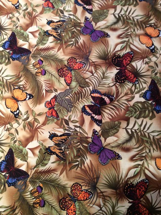 Butterflies Allover Rain forest Timeless Treasures Cotton Fabric TT-C3518 Neutral