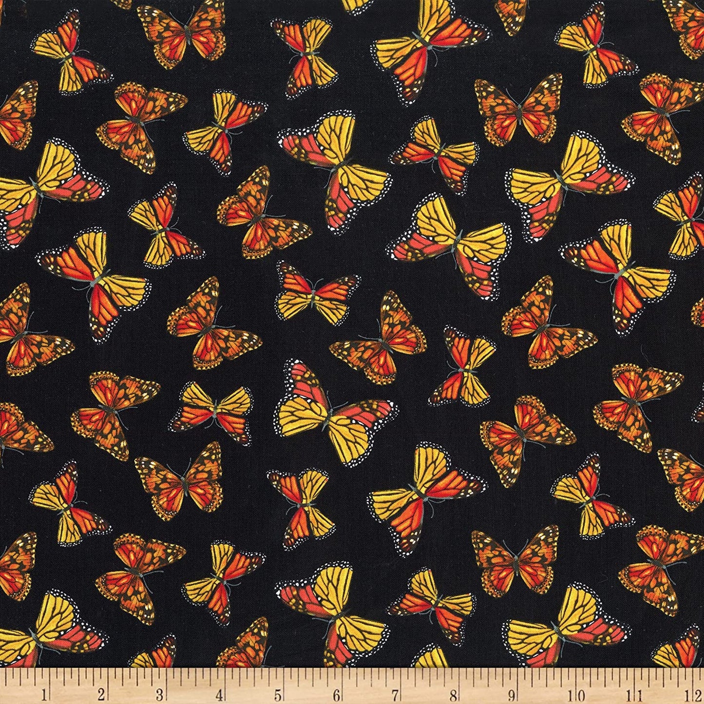 Butterflies Black Sunflower Sunset Timeless Treasures Cotton Fabric
