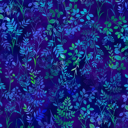 Butterfly Bliss Wildflower Allover Royal Blue Elizabeth Isles Studio E Cotton Fabric