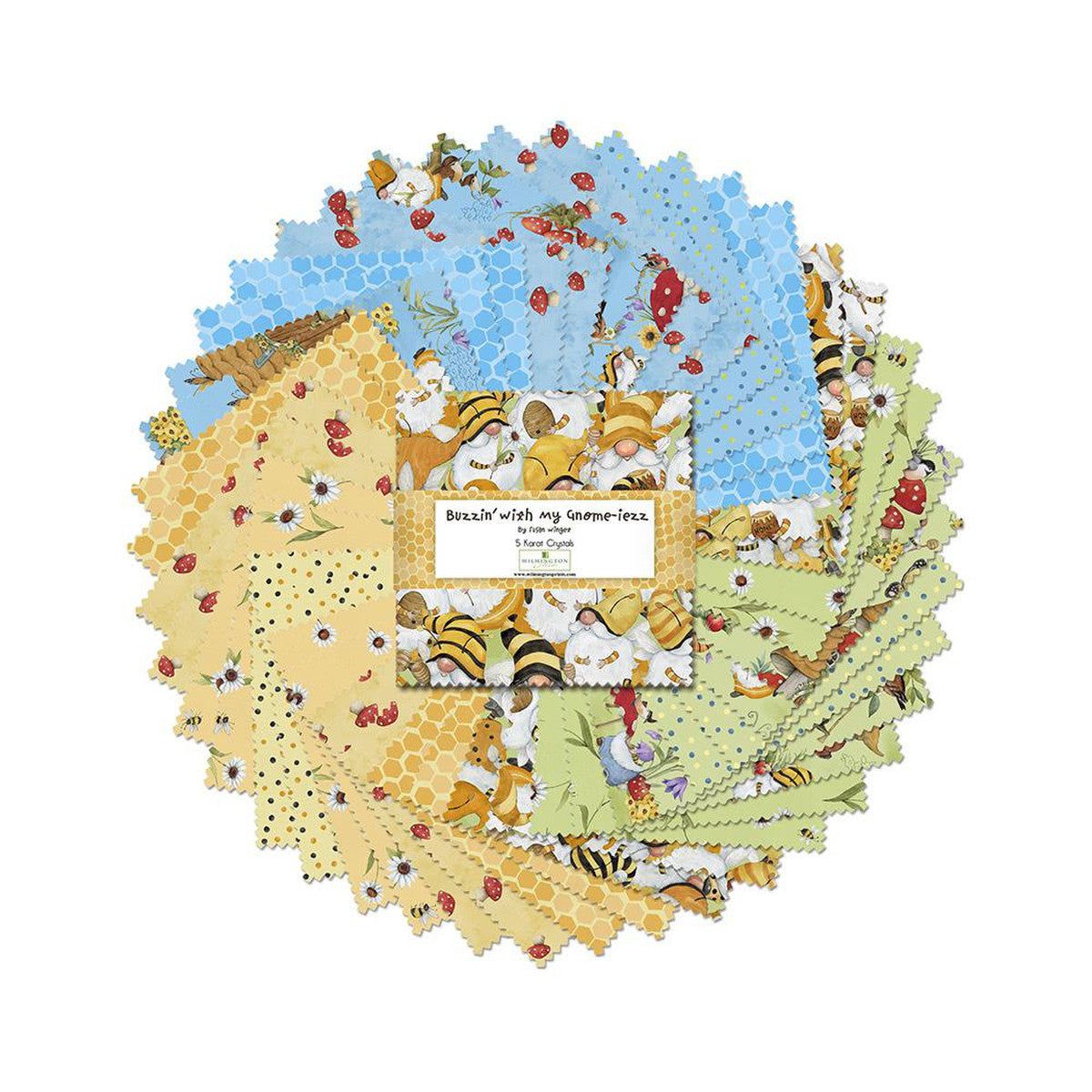 Buzzin My Gnome-iezz 5” Squares Karat Crystals Susan Winget Wilmington Prints Cotton Fabric