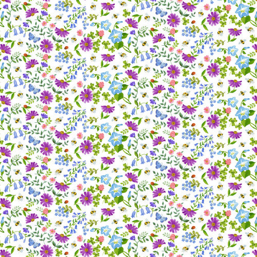 Buzzy Bee Bee Garden Floral Multi Jane Alison Henry Glass Cotton Fabric